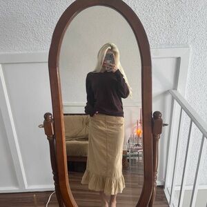 Elegant Tan Ruffle Skirt